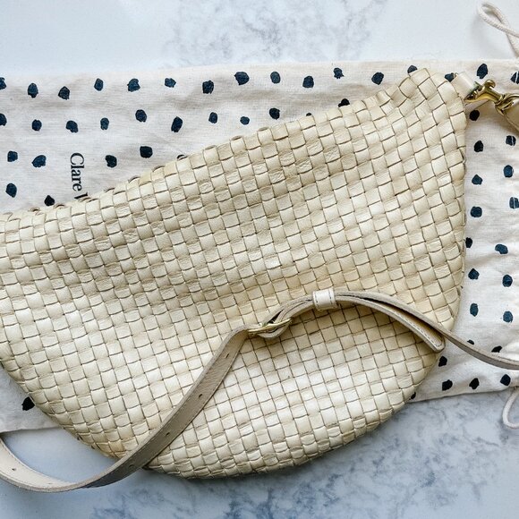 Clare V Grande Woven Checker in Cream - Picture 3 of 5